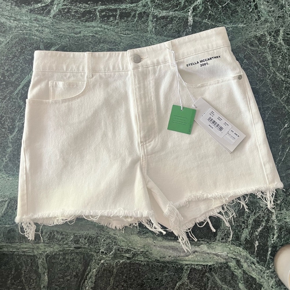 Stella McCartney white denim shorts NWT size 30